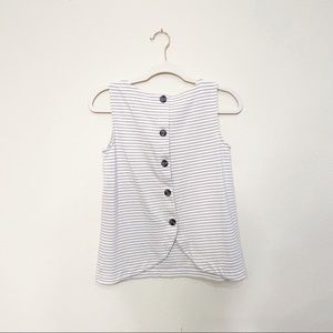 NWOT WHITE AND BLUE STRIPED LOFT TANK WITH BUTTONS ON THE BACK